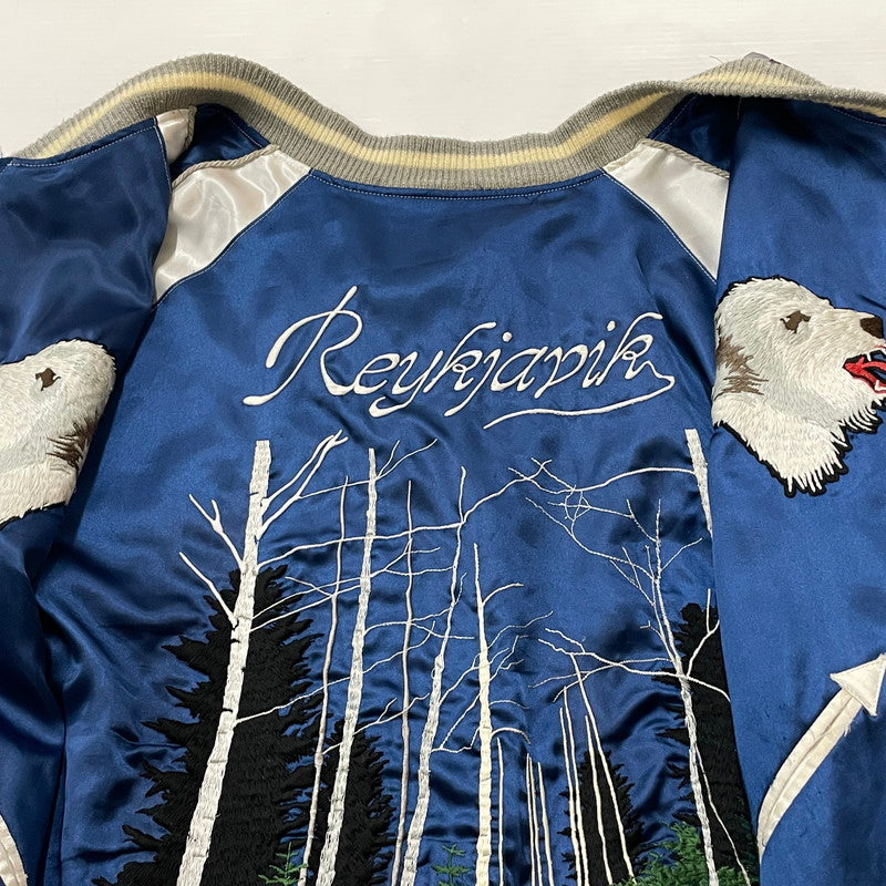 【中古品】【メンズ】 GDC ジーディージー POLAR BARE SOUVENIR JACKET 白熊 スカジャン アウター リバーシブル 145-260630-sa-20-tei サイズ：XL カラー：ネイビー 万代Net店