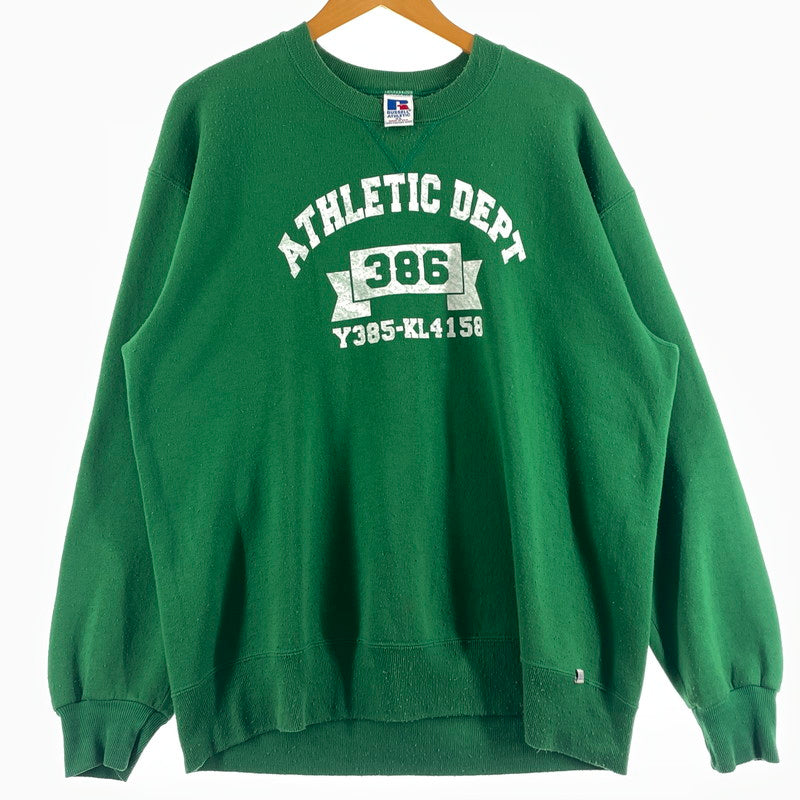 【現状渡し品】【メンズ】 RUSSELL ATHLETIC ラッセル アスレティック 90’s ATHLETIC DEPT SWEAT 90年代 アスレティック デパートメント スウェット 長袖 トップス トレーナー 145-260808-sa-06-tei サイズ：XL カラー：グリーン 万代Net店