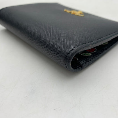 【中古品】【メンズ/レディース】 PRADA プラダ 1MV204 SAFFIANO+SV.LOV レザーウォレット 二つ折り財布 サフィアーノ ロゴ 181-260709-ko-10-tei カラー：ブラック 万代Net店