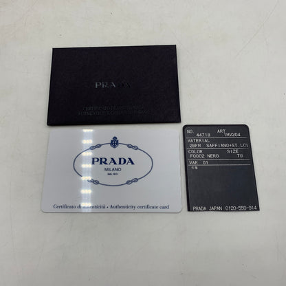 【中古品】【メンズ/レディース】 PRADA プラダ 1MV204 SAFFIANO+SV.LOV レザーウォレット 二つ折り財布 サフィアーノ ロゴ 181-260709-ko-10-tei カラー：ブラック 万代Net店