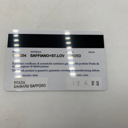 【中古品】【メンズ/レディース】 PRADA プラダ 1MV204 SAFFIANO+SV.LOV レザーウォレット 二つ折り財布 サフィアーノ ロゴ 181-260709-ko-10-tei カラー：ブラック 万代Net店