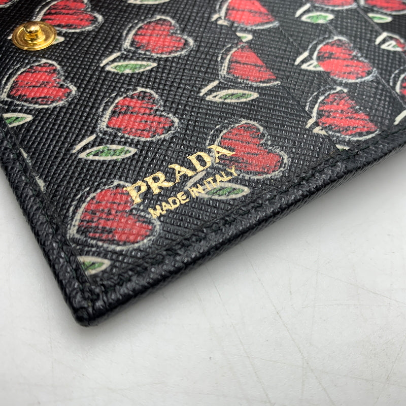 【中古品】【メンズ/レディース】 PRADA プラダ 1MV204 SAFFIANO+SV.LOV レザーウォレット 二つ折り財布 サフィアーノ ロゴ 181-260709-ko-10-tei カラー：ブラック 万代Net店