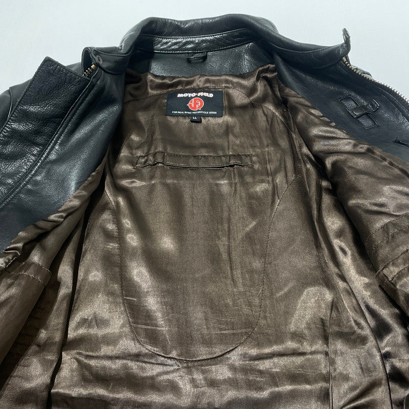 【中古品】【メンズ】 MOTO FIELD モト フィールド COWHIDE LEATHER RIDERS 牛革レザー ライダース ジャケット アウター 145-260701-sa-07-tei サイズ：LL カラー：ブラック 万代Net店