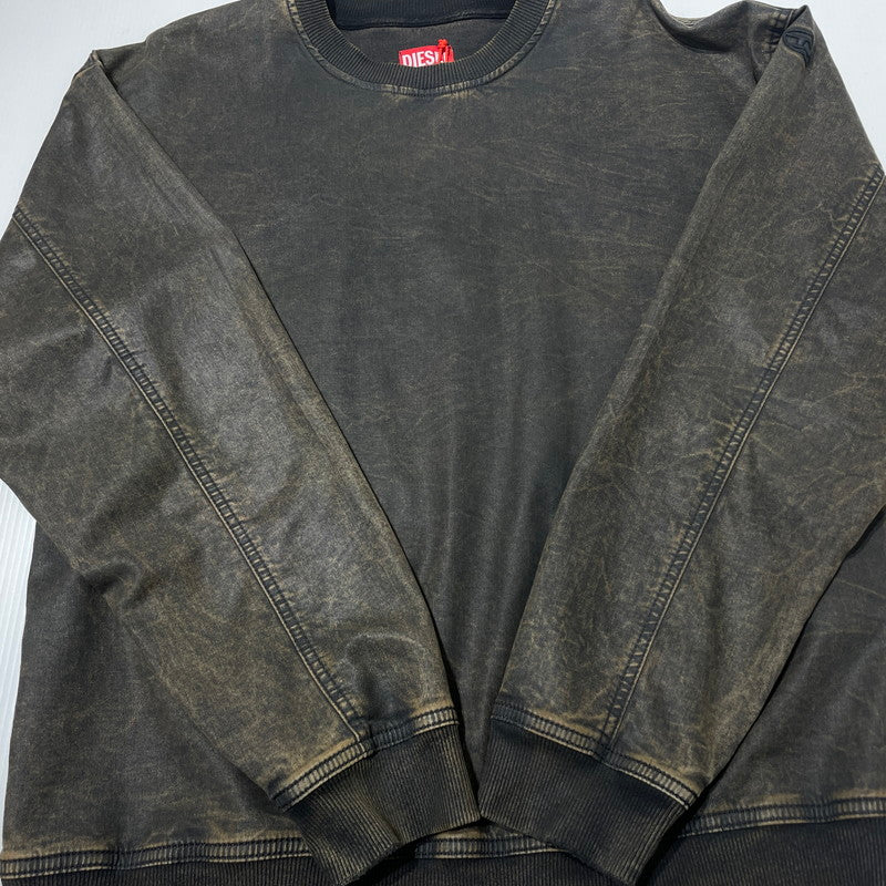 【中古品】【メンズ】 DIESEL D-KRIB ディーゼル ディー クリブ TRACK SWEAT - SHIRT トラック スウェット シャツ 長袖 トップス トレーナー 141-260701-sa-11-tei サイズ：L カラー：ブラウン 万代Net店