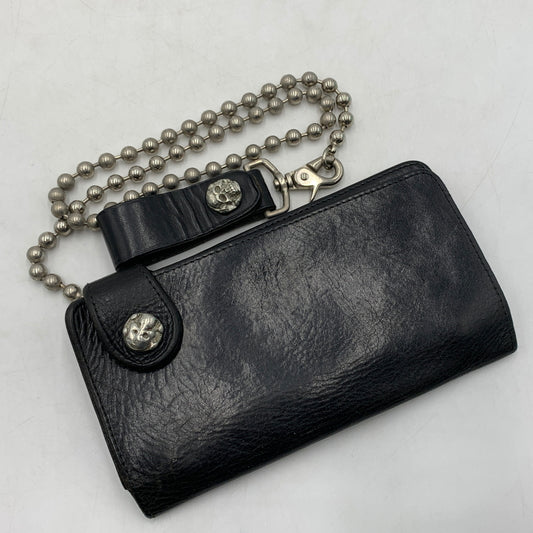 【現状渡し品】【メンズ】 CREAM SODA クリームソーダ BALL CHAIN LEATHER WALLET ボールチェーン レザーウォレット 長財布 バイカーウォレット スカルボタン付き 200-260709-ko-23-tei サイズ：本体のみ カラー：ブラック 万代Net店