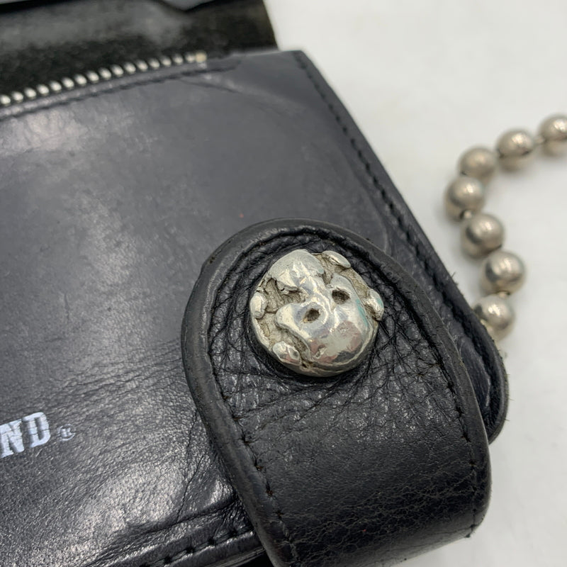 【現状渡し品】【メンズ】 CREAM SODA クリームソーダ BALL CHAIN LEATHER WALLET ボールチェーン レザーウォレット 長財布 バイカーウォレット スカルボタン付き 200-260709-ko-23-tei サイズ：本体のみ カラー：ブラック 万代Net店