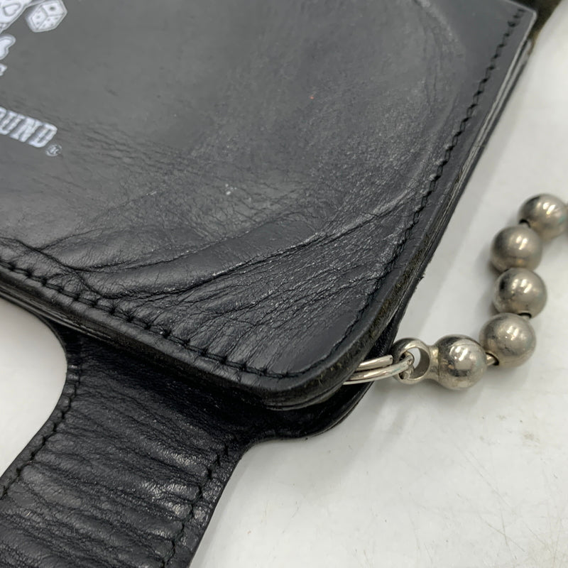 【現状渡し品】【メンズ】 CREAM SODA クリームソーダ BALL CHAIN LEATHER WALLET ボールチェーン レザーウォレット 長財布 バイカーウォレット スカルボタン付き 200-260709-ko-23-tei サイズ：本体のみ カラー：ブラック 万代Net店
