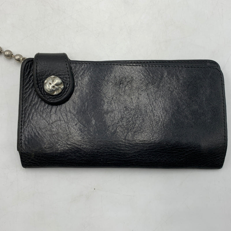 【現状渡し品】【メンズ】 CREAM SODA クリームソーダ BALL CHAIN LEATHER WALLET ボールチェーン レザーウォレット 長財布 バイカーウォレット スカルボタン付き 200-260709-ko-23-tei サイズ：本体のみ カラー：ブラック 万代Net店