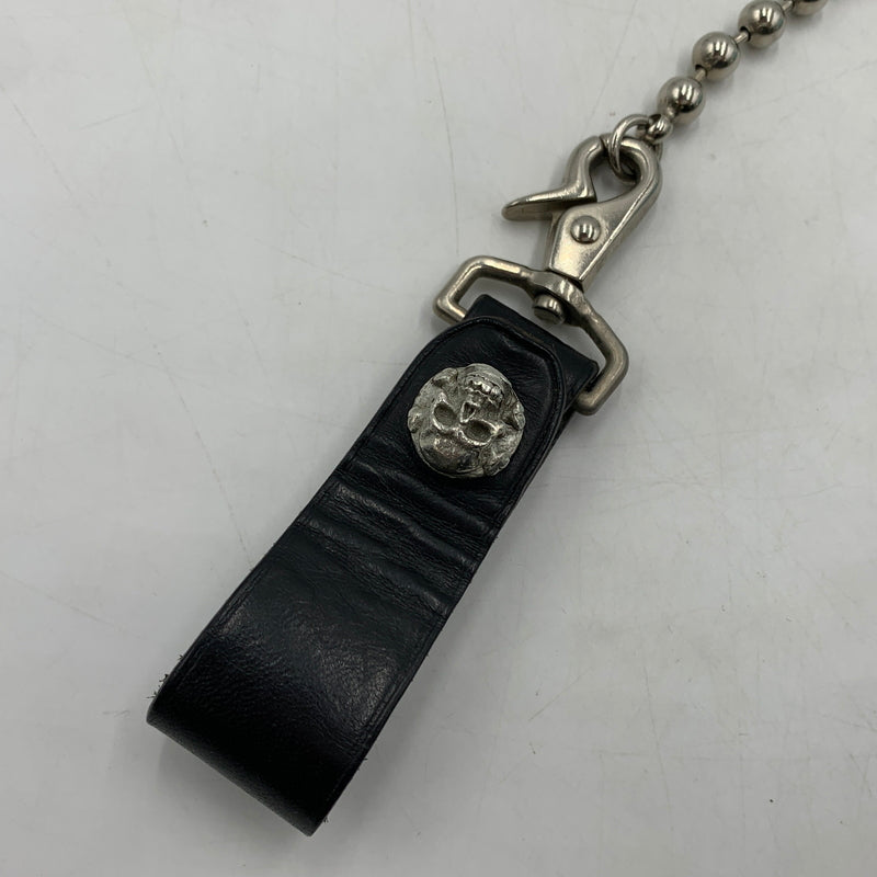 【現状渡し品】【メンズ】 CREAM SODA クリームソーダ BALL CHAIN LEATHER WALLET ボールチェーン レザーウォレット 長財布 バイカーウォレット スカルボタン付き 200-260709-ko-23-tei サイズ：本体のみ カラー：ブラック 万代Net店