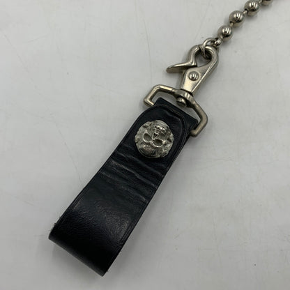 【現状渡し品】【メンズ】 CREAM SODA クリームソーダ BALL CHAIN LEATHER WALLET ボールチェーン レザーウォレット 長財布 バイカーウォレット スカルボタン付き 200-260709-ko-23-tei サイズ：本体のみ カラー：ブラック 万代Net店