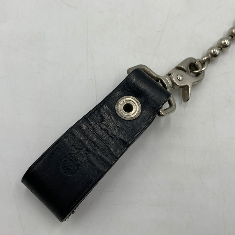 【現状渡し品】【メンズ】 CREAM SODA クリームソーダ BALL CHAIN LEATHER WALLET ボールチェーン レザーウォレット 長財布 バイカーウォレット スカルボタン付き 200-260709-ko-23-tei サイズ：本体のみ カラー：ブラック 万代Net店
