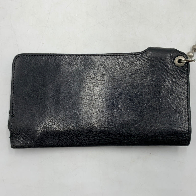 【現状渡し品】【メンズ】 CREAM SODA クリームソーダ BALL CHAIN LEATHER WALLET ボールチェーン レザーウォレット 長財布 バイカーウォレット スカルボタン付き 200-260709-ko-23-tei サイズ：本体のみ カラー：ブラック 万代Net店