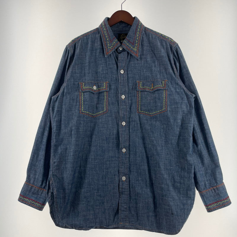 【中古品】【メンズ】 NEEDLES ニードルス OT211 WORK SHIRT COTTON CHAMBRAY ワーク シャツ コットン シャンプブレー 長袖 トップス 140-260701-sa-02-tei サイズ：M カラー：インディゴ 万代Net店