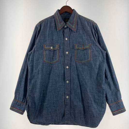 【中古品】【メンズ】 NEEDLES ニードルス OT211 WORK SHIRT COTTON CHAMBRAY ワーク シャツ コットン シャンプブレー 長袖 トップス 140-260701-sa-02-tei サイズ：M カラー：インディゴ 万代Net店