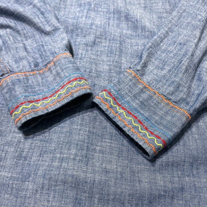 【中古品】【メンズ】 NEEDLES ニードルス OT211 WORK SHIRT COTTON CHAMBRAY ワーク シャツ コットン シャンプブレー 長袖 トップス 140-260701-sa-02-tei サイズ：M カラー：インディゴ 万代Net店