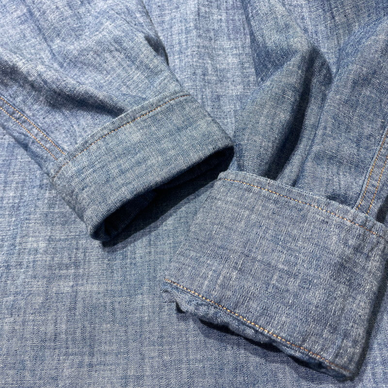 【中古品】【メンズ】 NEEDLES ニードルス OT211 WORK SHIRT COTTON CHAMBRAY ワーク シャツ コットン シャンプブレー 長袖 トップス 140-260701-sa-02-tei サイズ：M カラー：インディゴ 万代Net店