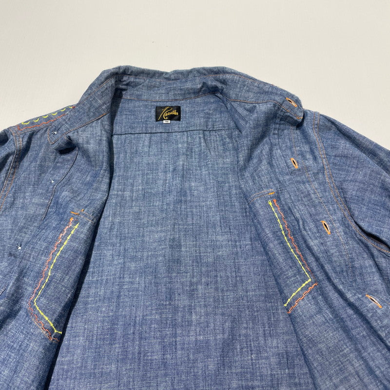 【中古品】【メンズ】 NEEDLES ニードルス OT211 WORK SHIRT COTTON CHAMBRAY ワーク シャツ コットン シャンプブレー 長袖 トップス 140-260701-sa-02-tei サイズ：M カラー：インディゴ 万代Net店