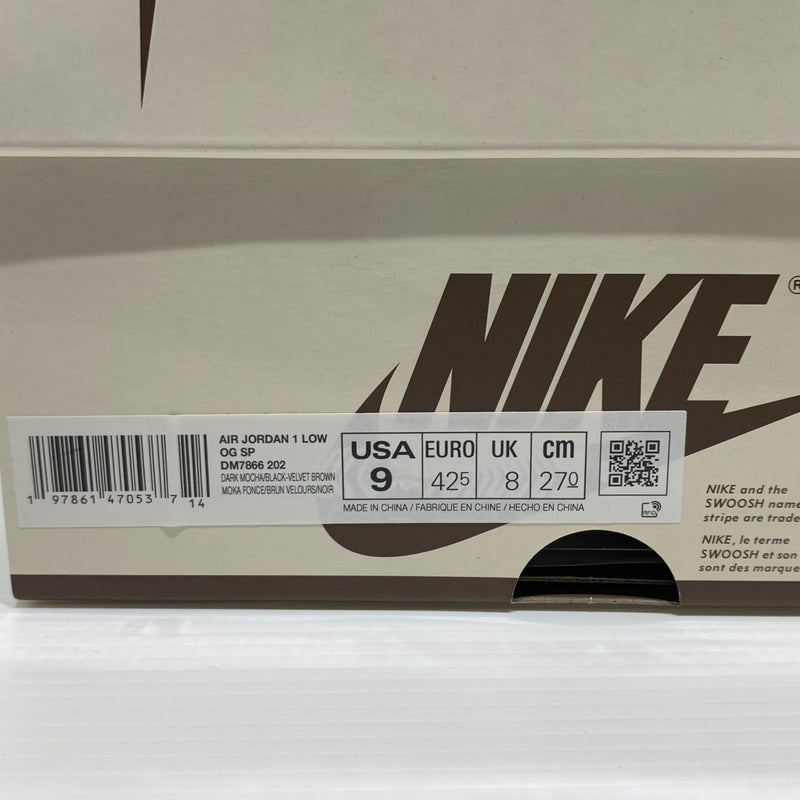 【中古品】【メンズ】 NIKE ナイキ × TRAVIS SCOTT トラヴィス スコット 別注 コラボ AIR JORDAN １ LOW OG SP VELVET BROWN AND DARK MOCHA DM7866-202 エアジョーダン 1 ロー スニーカー 靴 シューズ 160-260709-ko-05-tei サイズ：27cm カラー：ブラウン 万代Net店