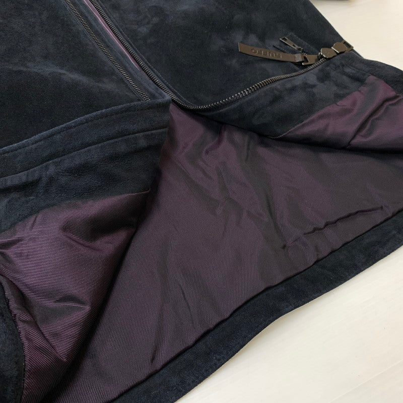 【中古品】【メンズ】 RUFFO ルッフォ × BEAMS ビームス 別注 コラボ JAMES SUEDE SINGLE RIDER JACKET 24-18-0344-695 スエード シングル ライダース ジャケット アウター 141-260707-yo-14-tei サイズ：48 カラー：ブラック 万代Net店