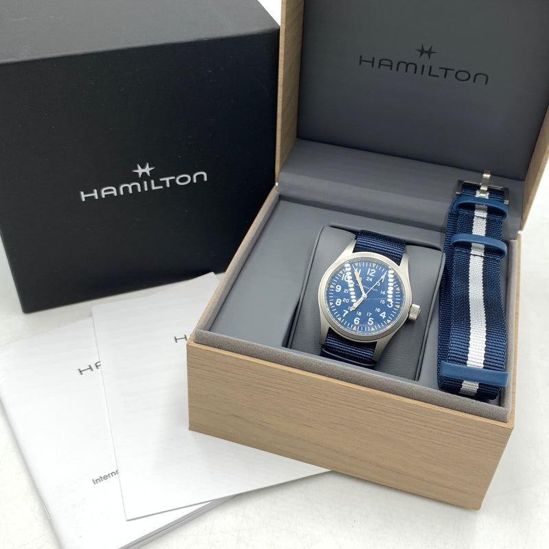 【中古品】【メンズ】 HAMILTON ハミルトン KHAKI FIELD MECHANICAL NAVY H694390 カーキ フィールド メカニカル ネイビー 腕時計 197-260710-ko-03-tei 万代Net店