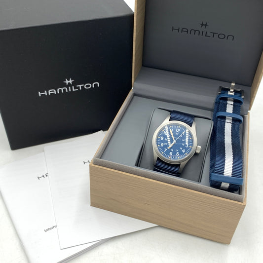 【中古品】【メンズ】 HAMILTON ハミルトン KHAKI FIELD MECHANICAL NAVY H694390 カーキ フィールド メカニカル ネイビー 腕時計 197-260710-ko-03-tei 万代Net店