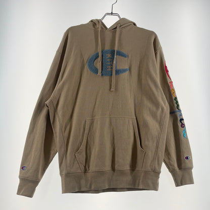 【中古品】【メンズ】 KITH キス × CHAMPION チャンピオン 別注コラボ LOGO HOODIE ロゴ フーディ 長袖 トップス プルーオーバー パーカー 142-260706-sa-09-tei サイズ：M カラー：ベージュ 万代Net店