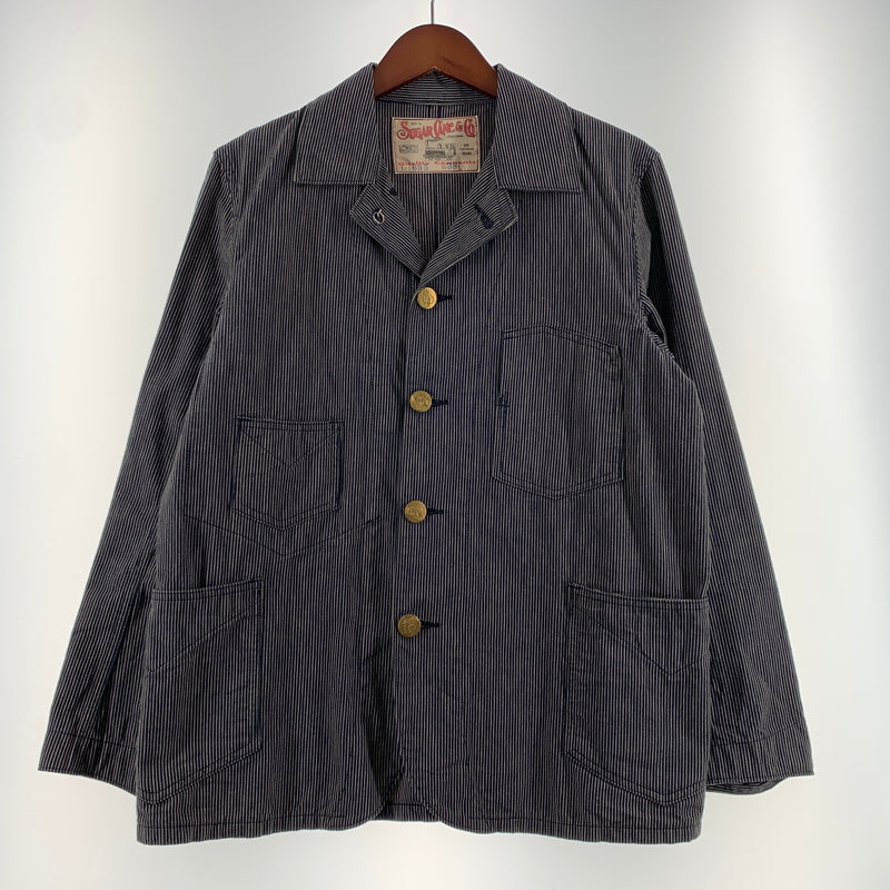 【中古品】【メンズ】 SUGAR CANE シュガーケーン COVERALLS LOT695 カバーオール ライトアウター ワークジャケット デニム ヒッコリー 145-260705-ko-05-tei サイズ：W38 カラー：ストライプ 万代Net店