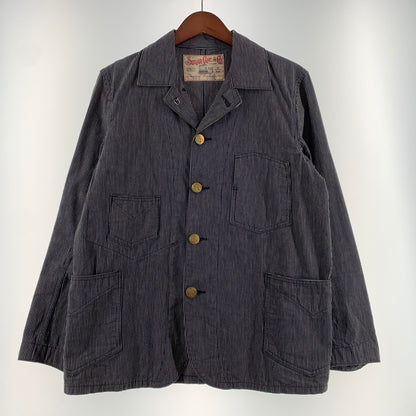 【中古品】【メンズ】 SUGAR CANE シュガーケーン COVERALLS LOT695 カバーオール ライトアウター ワークジャケット デニム ヒッコリー 145-260705-ko-05-tei サイズ：W38 カラー：ストライプ 万代Net店