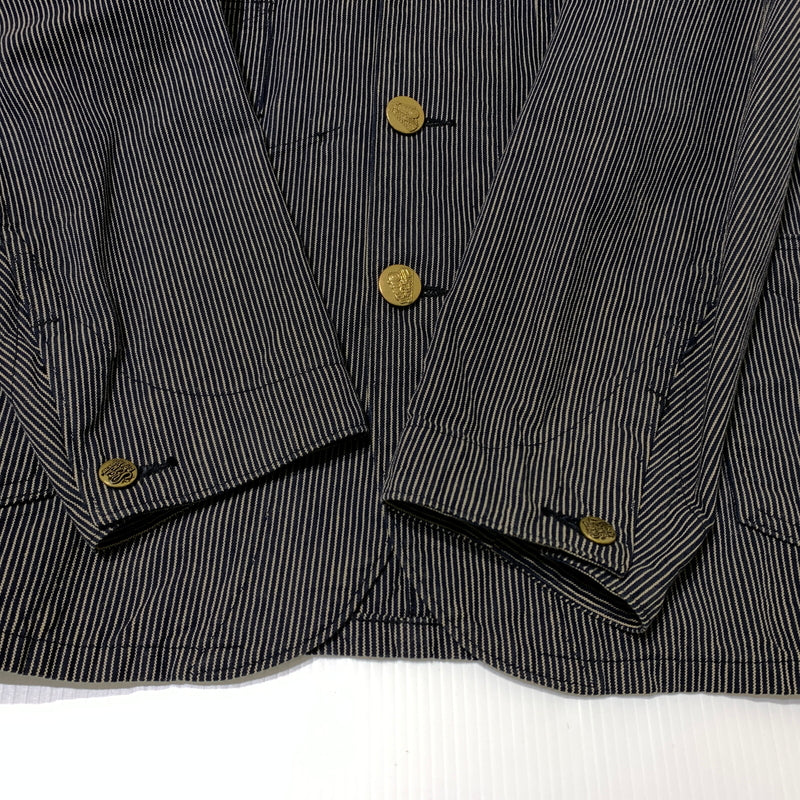 【中古品】【メンズ】 SUGAR CANE シュガーケーン COVERALLS LOT695 カバーオール ライトアウター ワークジャケット デニム ヒッコリー 145-260705-ko-05-tei サイズ：W38 カラー：ストライプ 万代Net店