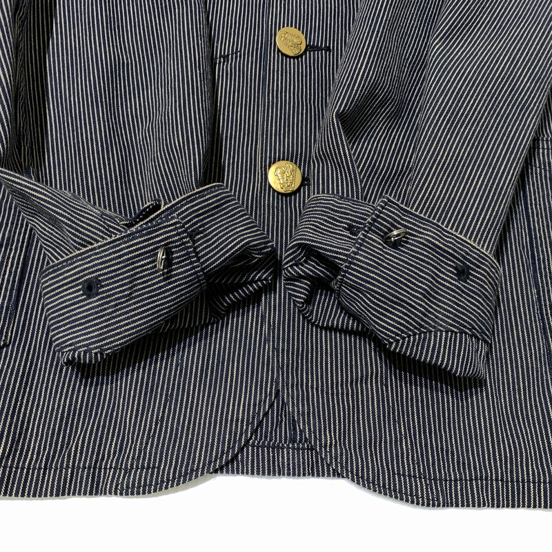 【中古品】【メンズ】 SUGAR CANE シュガーケーン COVERALLS LOT695 カバーオール ライトアウター ワークジャケット デニム ヒッコリー 145-260705-ko-05-tei サイズ：W38 カラー：ストライプ 万代Net店
