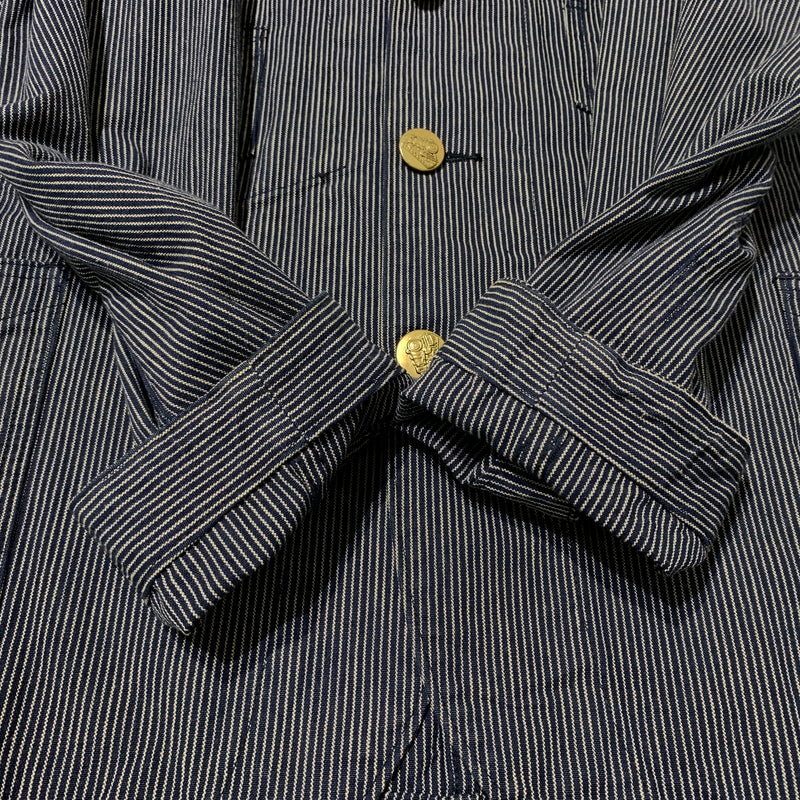 【中古品】【メンズ】 SUGAR CANE シュガーケーン COVERALLS LOT695 カバーオール ライトアウター ワークジャケット デニム ヒッコリー 145-260705-ko-05-tei サイズ：W38 カラー：ストライプ 万代Net店