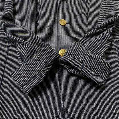 【中古品】【メンズ】 SUGAR CANE シュガーケーン COVERALLS LOT695 カバーオール ライトアウター ワークジャケット デニム ヒッコリー 145-260705-ko-05-tei サイズ：W38 カラー：ストライプ 万代Net店