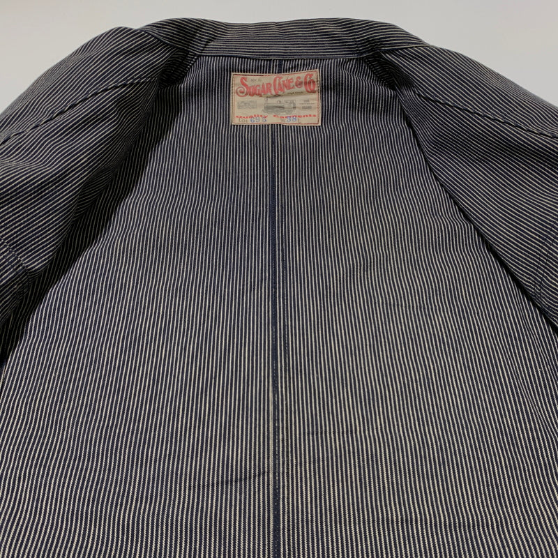 【中古品】【メンズ】 SUGAR CANE シュガーケーン COVERALLS LOT695 カバーオール ライトアウター ワークジャケット デニム ヒッコリー 145-260705-ko-05-tei サイズ：W38 カラー：ストライプ 万代Net店
