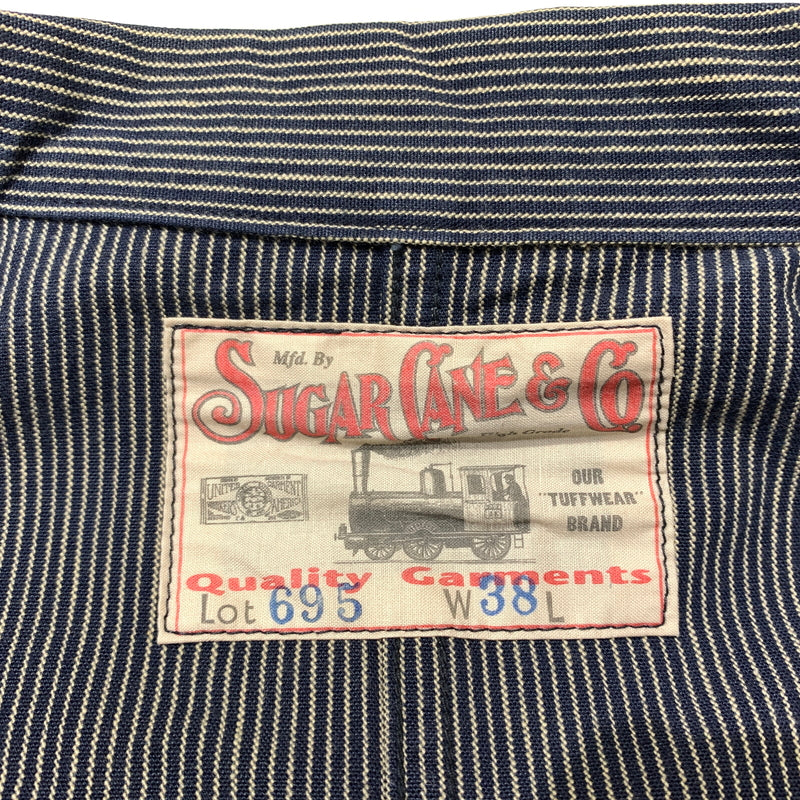 【中古品】【メンズ】 SUGAR CANE シュガーケーン COVERALLS LOT695 カバーオール ライトアウター ワークジャケット デニム ヒッコリー 145-260705-ko-05-tei サイズ：W38 カラー：ストライプ 万代Net店