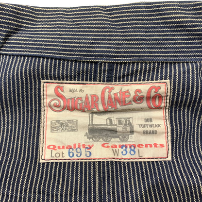 【中古品】【メンズ】 SUGAR CANE シュガーケーン COVERALLS LOT695 カバーオール ライトアウター ワークジャケット デニム ヒッコリー 145-260705-ko-05-tei サイズ：W38 カラー：ストライプ 万代Net店