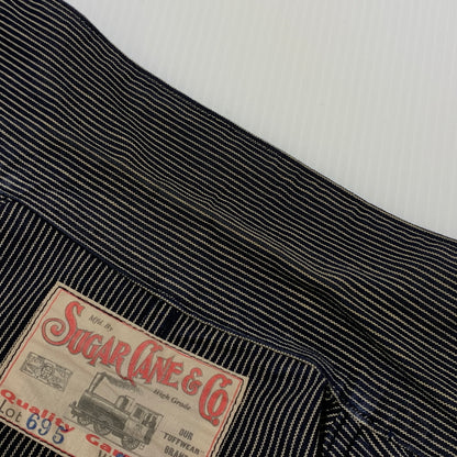 【中古品】【メンズ】 SUGAR CANE シュガーケーン COVERALLS LOT695 カバーオール ライトアウター ワークジャケット デニム ヒッコリー 145-260705-ko-05-tei サイズ：W38 カラー：ストライプ 万代Net店
