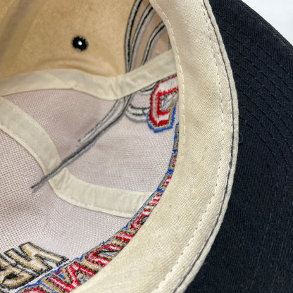 【中古品】【メンズ】 LOGO ATHLETIC ロゴアスレチック NBA CHICAGO BULLS CHAMPION CAP エヌビーエー シカゴ ブルズ チャンピオン キャップ 帽子 ツートーンキャップ 185-260805-ko-04-tei カラー：ベージュ系/ブラック系 万代Net店