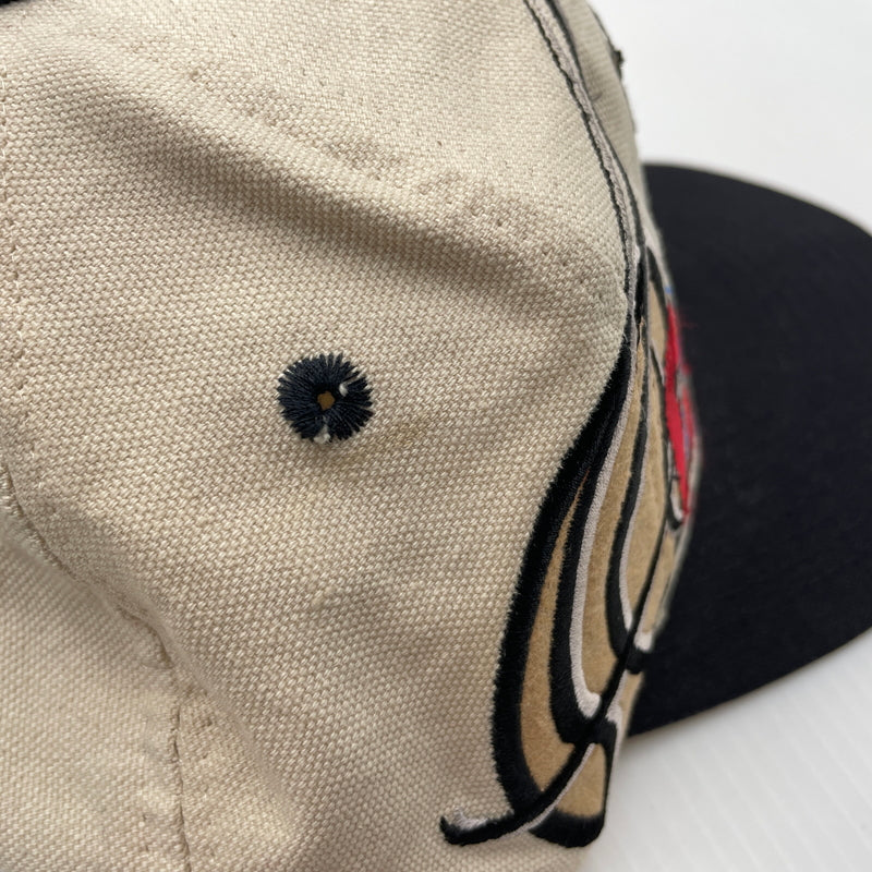 【中古品】【メンズ】 LOGO ATHLETIC ロゴアスレチック NBA CHICAGO BULLS CHAMPION CAP エヌビーエー シカゴ ブルズ チャンピオン キャップ 帽子 ツートーンキャップ 185-260805-ko-04-tei カラー：ベージュ系/ブラック系 万代Net店