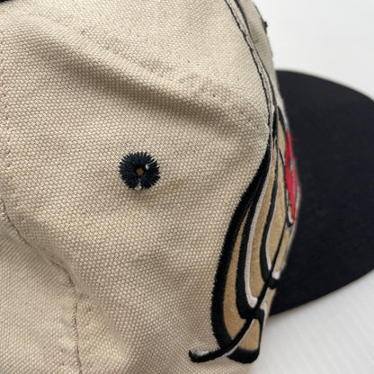 【中古品】【メンズ】 LOGO ATHLETIC ロゴアスレチック NBA CHICAGO BULLS CHAMPION CAP エヌビーエー シカゴ ブルズ チャンピオン キャップ 帽子 ツートーンキャップ 185-260805-ko-04-tei カラー：ベージュ系/ブラック系 万代Net店