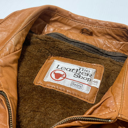 【中古品】【メンズ】 SEARS THE LEATHER SHOP シアーズ ザ レザーショップ 70’s WOOLLINER VEST LEATHER JACKET 70年代 ウールライナーベスト付 レザージャケット アウター 145-260706-sa-23-tei サイズ：46 カラー：ブラウン 万代Net店