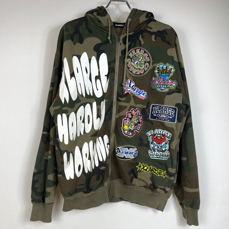 【中古品】【メンズ】 XLARGE エクストララージ MULTI LOGO ZIP UP HOODED 101254012004 マルチロゴ ジップアップフーディー アウター ジップパーカー 142-260711-ss-08-tei サイズ：M カラー：カモ 万代Net店