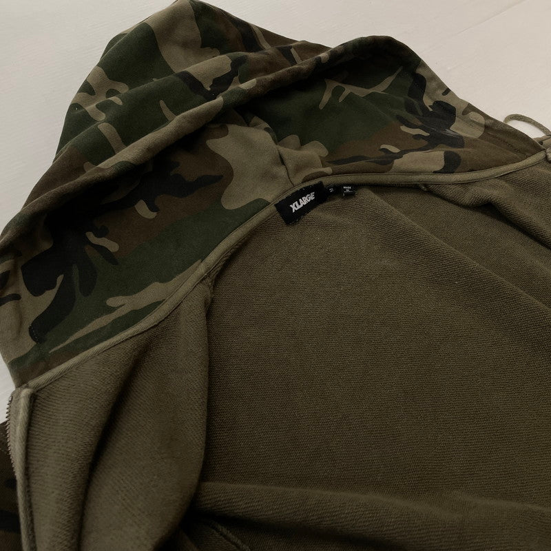 【中古品】【メンズ】 XLARGE エクストララージ MULTI LOGO ZIP UP HOODED 101254012004 マルチロゴ ジップアップフーディー アウター ジップパーカー 142-260711-ss-08-tei サイズ：M カラー：カモ 万代Net店