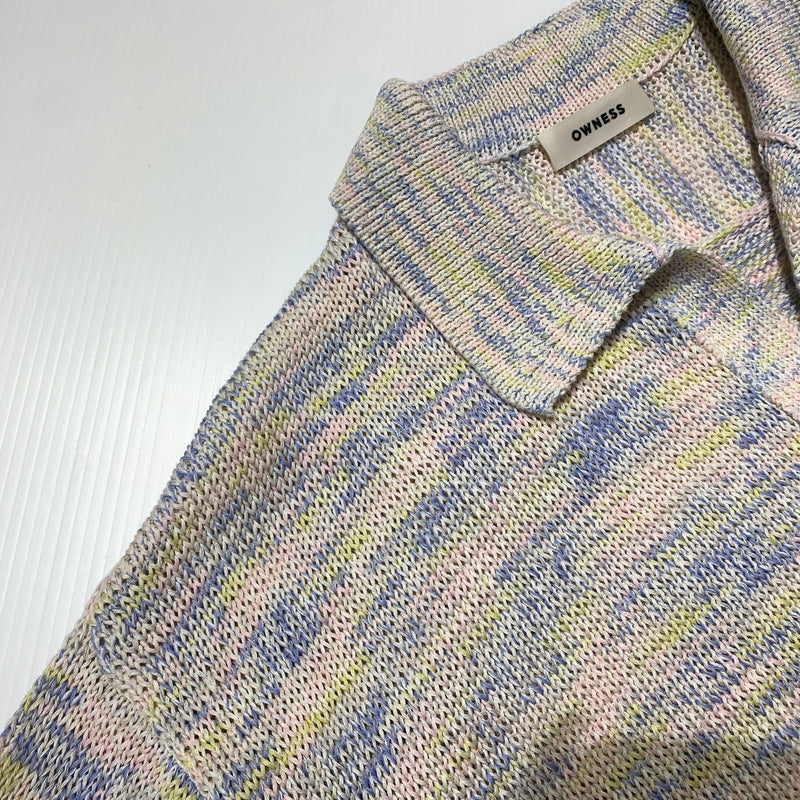 【中古品】【メンズ】 OWNESS オゥネス CRISPY COTTON BLEND SKIPPER KNIT OW26SS-01 クリスピー コットン ミックス スキッパー ニット トップス セーター ポロシャツ 140-260705-ko-01-tei サイズ：M カラー：マーブル 万代Net店