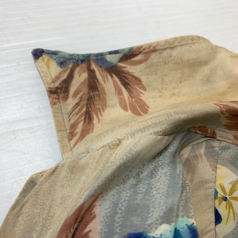【現状渡し品】【メンズ】 PENNY'S ペニーズ 50's~ OPEN COLLAR ALOHA SHIRT VINTAGE 50年代～ オープンカラー アロハシャツ 半袖 トップス ヴィンテージ 145-260707-yo-07-tei サイズ：不明 カラー：ベージュ 万代Net店