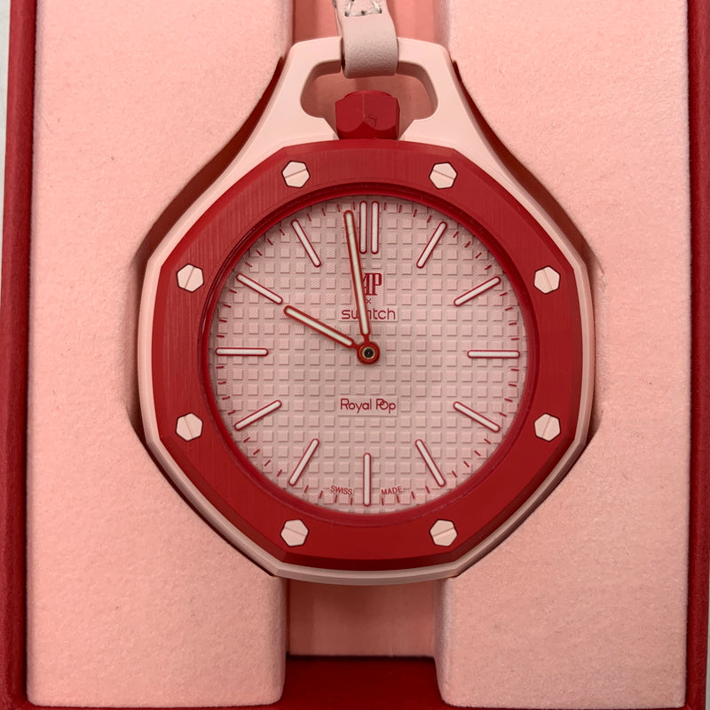 【中古品】【メンズ/レディース】 SWATCH スウォッチ × AUDEMARS PIGUET オーデマ プゲ 別注 コラボ ROYAL POP OTTO ROSSO ロイヤルポップ オット ロッソ ポケットウォッチ 時計 197-260709-ko-14-tei カラー：ピンク 万代Net店