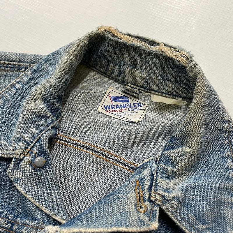 【現状渡し品】【メンズ】 WRANGLER ラングラー 80's VINTAGE NO-FAULT DENIM JACKET 80年代 ヴィンテージ ノーフォルト デニム ジャケット アウター 145-260708-sa-08-tei サイズ：不明 カラー：インディゴ 万代Net店
