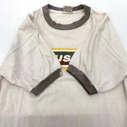 【現状渡し品】【メンズ】 STUSSY ステューシー 80～90's BOX LOGO SS RINGER TEE VINTAGE 80～90年代 ボックスロゴ ショートスリーブ リンガー Tシャツ 半袖 トップス ヴィンテージ 142-260707-yo-02-tei サイズ：S カラー：ホワイト 万代Net店