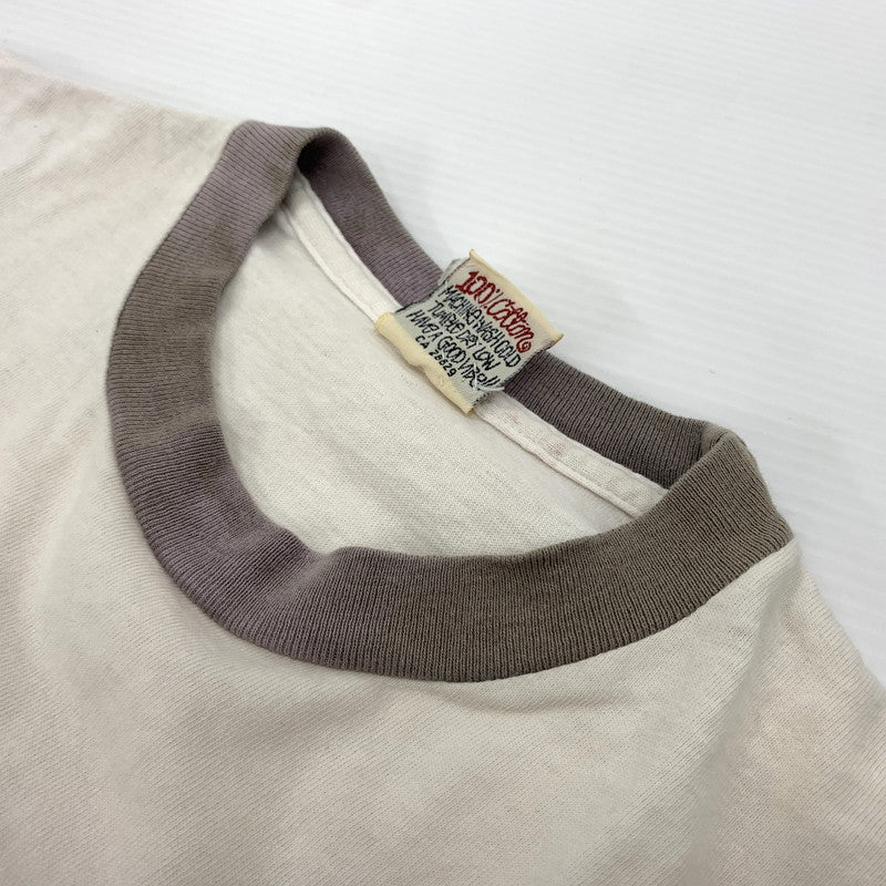 【現状渡し品】【メンズ】 STUSSY ステューシー 80～90's BOX LOGO SS RINGER TEE VINTAGE 80～90年代 ボックスロゴ ショートスリーブ リンガー Tシャツ 半袖 トップス ヴィンテージ 142-260707-yo-02-tei サイズ：S カラー：ホワイト 万代Net店