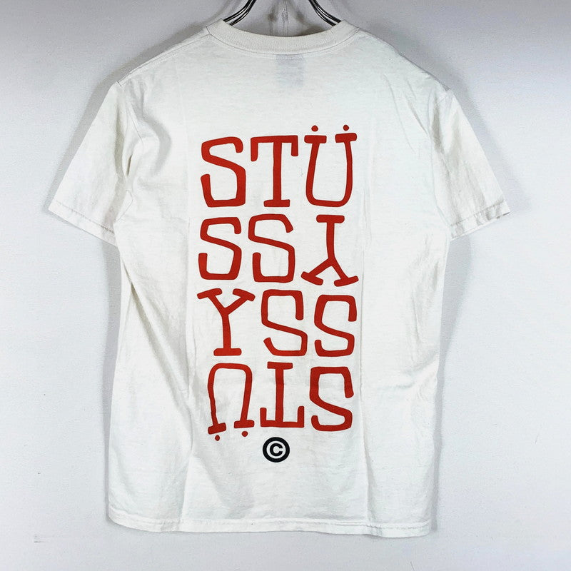 【現状渡し品】【メンズ】 STUSSY ステューシー 00's FONT LOGO SS TEE 2000年代 フロントロゴ ショートスリーブ Tシャツ 半袖 トップス 142-260707-yo-01-tei サイズ：S カラー：ホワイト 万代Net店