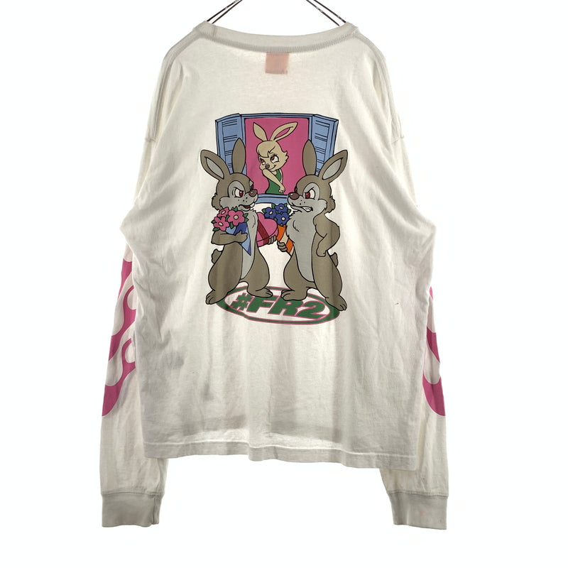 【現状渡し品】【メンズ】 #FR2 エフアールツー FIRE PATTERN LOGO L/S TEE ファイヤ パターン ロゴ ロングスリーブ Tシャツ 長袖 トップス 142-260720-ko-38-tei サイズ：L カラー：ホワイト 万代Net店
